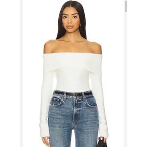 NEW Favorite Daughter Graces Ivory Off-Shoulder Knit Top Size M